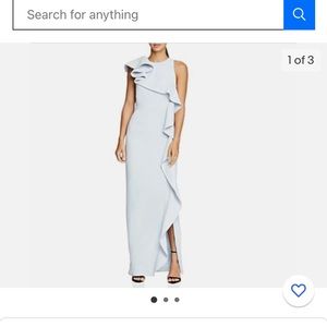 Halston grey flounce gown